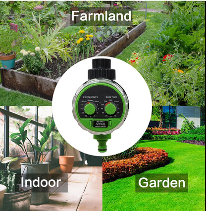 Yardeen Two Dial Electronic Water Timer Ball Valve Garden Automatic Irrigation Controller with Russia Sticker #21025-green