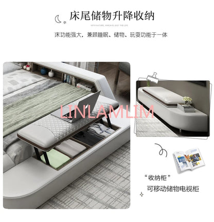 Linlamlim Tech Smart Bed Frame Multifunctional Massage Camas Ultimate Lit Tatami Muebles De Dormitorio Upholstered Cama De Casa