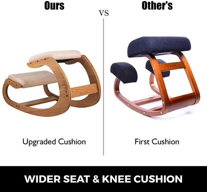 VEVOR Ergonomic Rocking Wooden Kneeling Chair Stool Correct Posture Computer Chair Original Home Office Furniture Thick Cushion