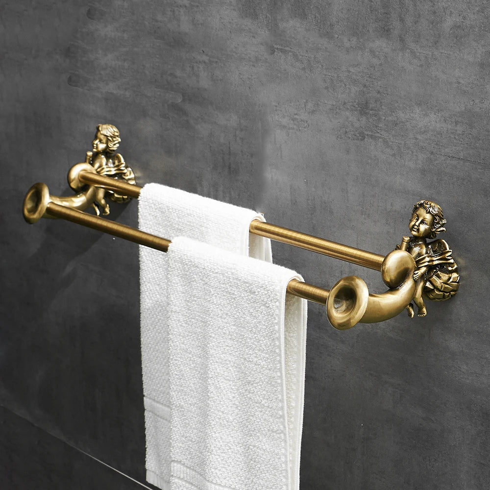 Gold Bathroom Hardware Accessories Set, Towel Ring and Robe Hook,Toilet Paper Holder Towel Bar Toliet Brush Holder MB-0782B