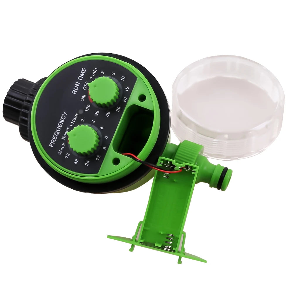 Yardeen Two Dial Electronic Water Timer Ball Valve Garden Automatic Irrigation Controller with Russia Sticker #21025-green