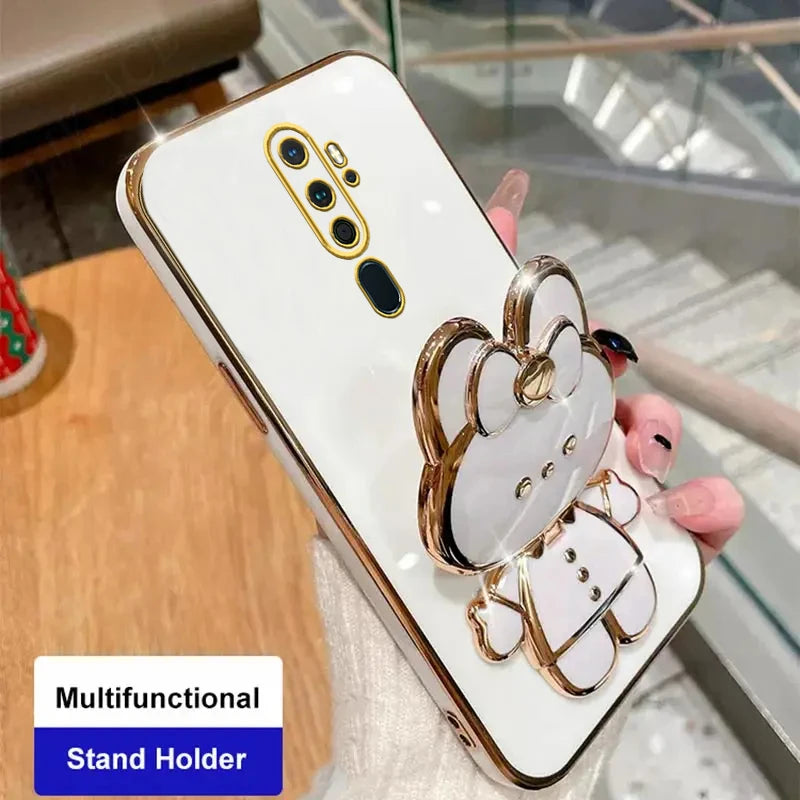 A 9 A 5 Makeup Mirror Cute Rabbit Phone Holder Case On For Oppo A9 A5 2020 A11x OppoA92020 Girl OppoA11X Woman Used Luxury Cover