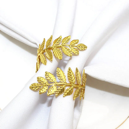 100Pcs Farmhouse Napkin Rings Wheat Napkin Holder Gold Leaf Serviette Ring for Wedding Thanksgiving Party Dinning Table Decor