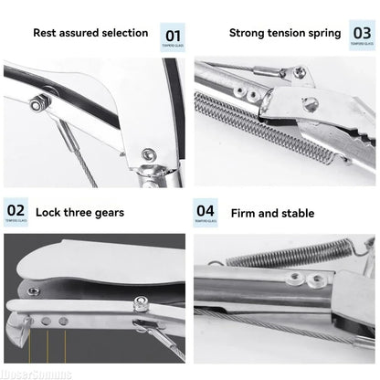 Two Types Head Foldable Reptile Grabber Tool Snake Hook Catcher Tool for Outdoor Stainless Steel Snake Catcher Tongs