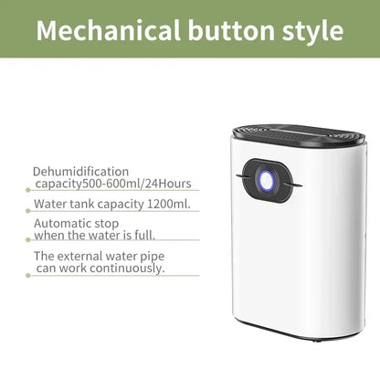 1.2L Household Dehumidifier Moisture Absorbent Desktop Air Dryer Drying Machine Electric Absorber Bedroom Kitchen LED Display