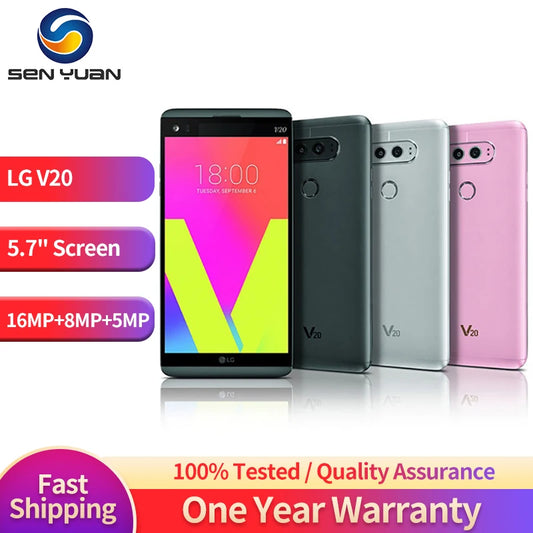 Original LG V20 4GB RAM 64GB ROM Fingerprint Snapdragon 820 Android Single/Dual SIM 5.7'' 16MP+8MP Back Camera 4G LTE Smartphone