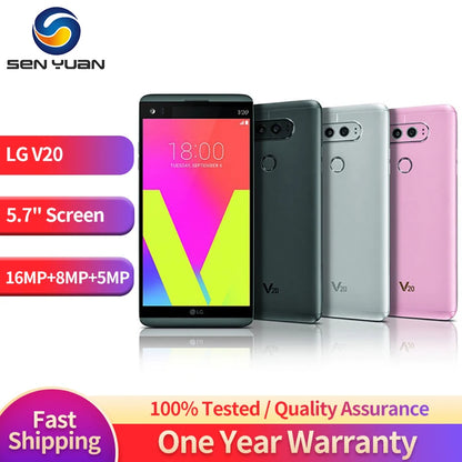 Original LG V20 4GB RAM 64GB ROM Fingerprint Snapdragon 820 Android Single/Dual SIM 5.7'' 16MP+8MP Back Camera 4G LTE Smartphone