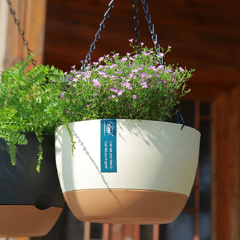 Automatic Water Suction Flowerpot, Modern Contrast Color Hanging Basket, Garden and Indoor Plant Pots, Balcony Bracketplant Pot