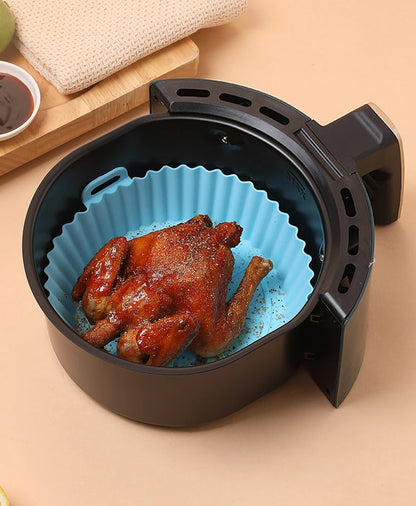 Silicone Air Fryers Oven Baking Tray Pizza Fried Chicken Airfryer Silicone Basket Reusable Airfryer Pan Liner Accessories