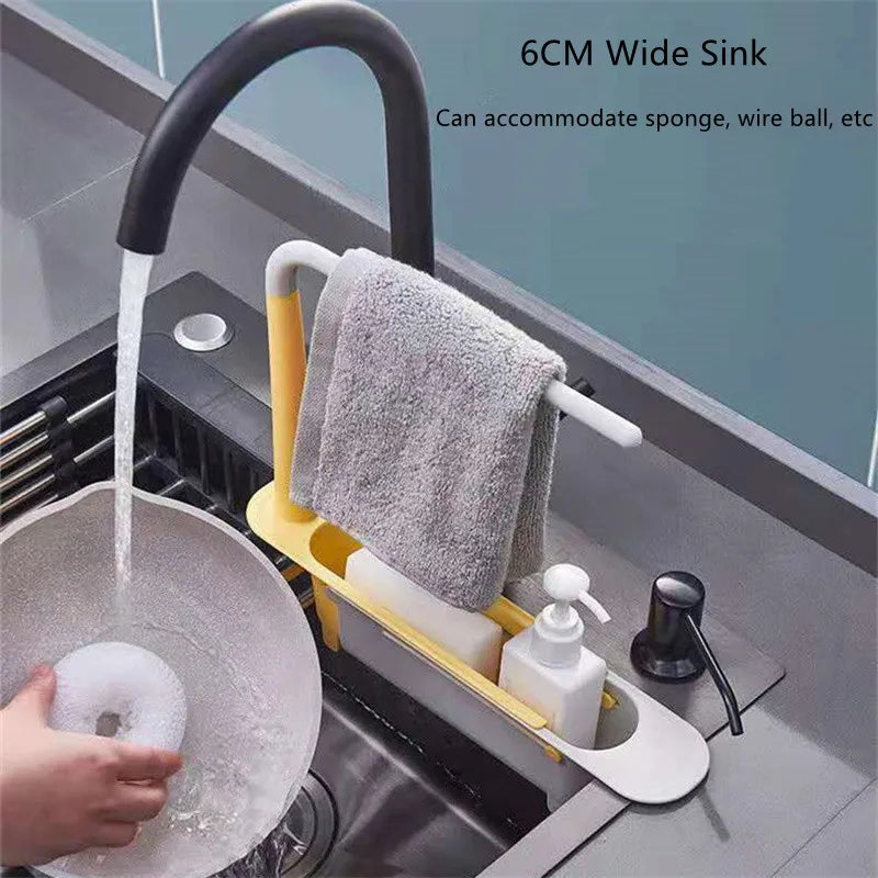 Telescopic Sink Shelf Kitchen Sinks Organizer Soap Sponge Holder Sink Drain Rack Storage Basket Kitchen Gadgets Accessories Tool