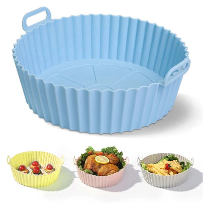 Silicone Air Fryers Oven Baking Tray Pizza Fried Chicken Airfryer Silicone Basket Reusable Airfryer Pan Liner Accessories