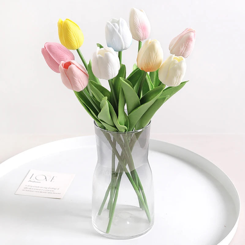 5/10Pcs Artificial Flowers Tulip Bouquet PE Fake Flowers Wedding Garden Decoration Outdoor Home Garden Bouquet Vase Decor Plants