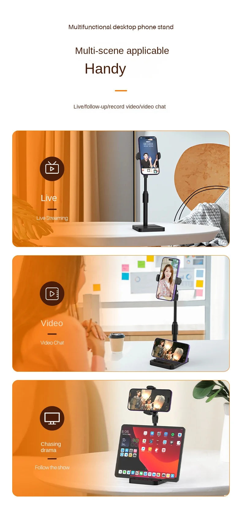 3C Founder Tablet Stand Live Streaming Telescopic Multi Position Mobile Phone Stand Online Course Lifting Desktop Stand Hot 2024