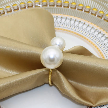 Dvinana 6/12/24Pcs Pearl Napkin Rings Gold Napkin Ring Holders for Wedding Party Formal or Casual Dinning Table Decor HWP23