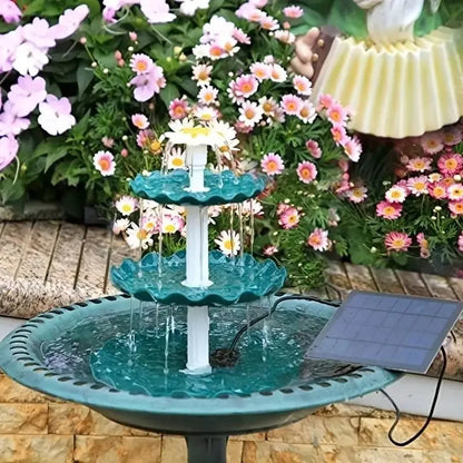 Three Layer Flowing Solar Fountain with 3.5W Solar Water Pump and Detachable DIY Bird Bath Garden Fountain in Three Colors