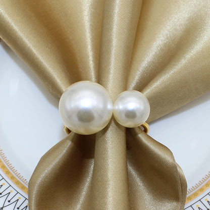 Dvinana 6/12/24Pcs Pearl Napkin Rings Gold Napkin Ring Holders for Wedding Party Formal or Casual Dinning Table Decor HWP23