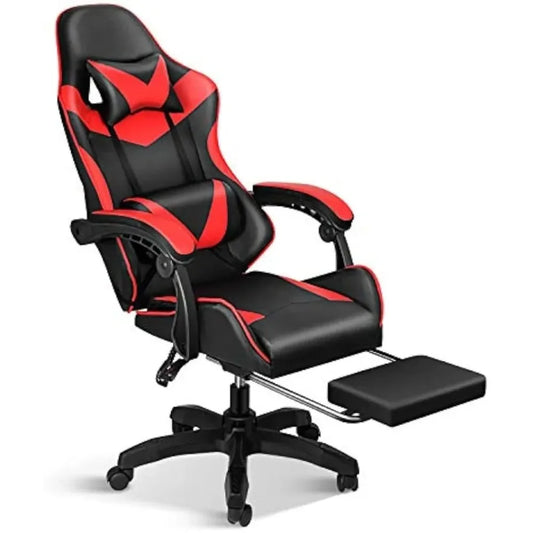 Gaming Chair, Backrest and Seat Height Adjustable Swivel Recliner Racing Office Computer Ergonomic Video Game Chair withFootrest