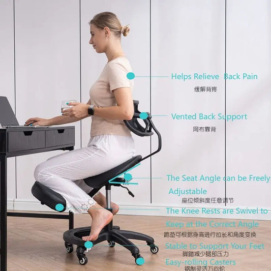 Ergonomic Kneeling Chair Stool Home Office Chair Improve Body Sitting Posture Knee Computer Chairs Seat W/ Wheels Student Adult