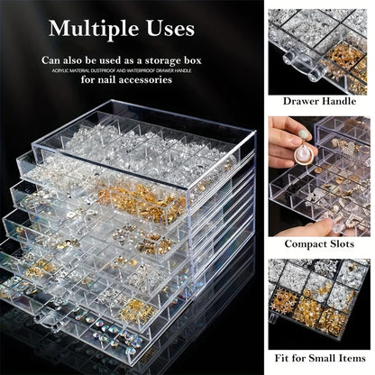 Large Capacity Jewelry Storage Box Nail Accessories Display Box Classification Drawer Jewelry Earrings Organizer Holder Rack