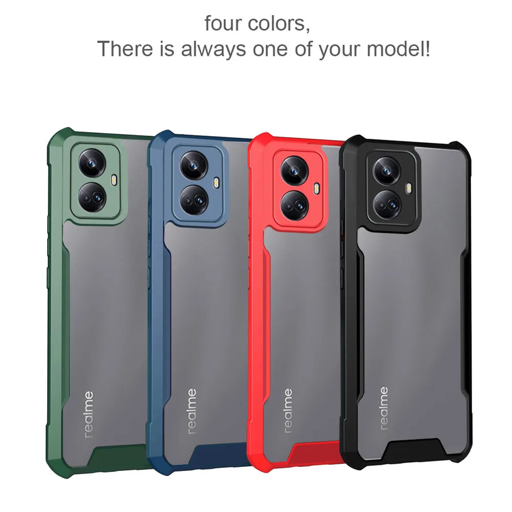 For Realme 10 Pro Plus Case Clear Acrylic Shockproof Phone Cover Realme10Pro 10ProPlus Realmy 10Pro 5G Camera Bumper Slim Coque