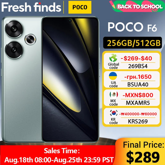 World Premiere POCO F6 Global Version Smartphone 256GB 512GB Snapdragon®8s Gen 3 1.5K CrystalRes AMOLED 90W Charge 5000mAh