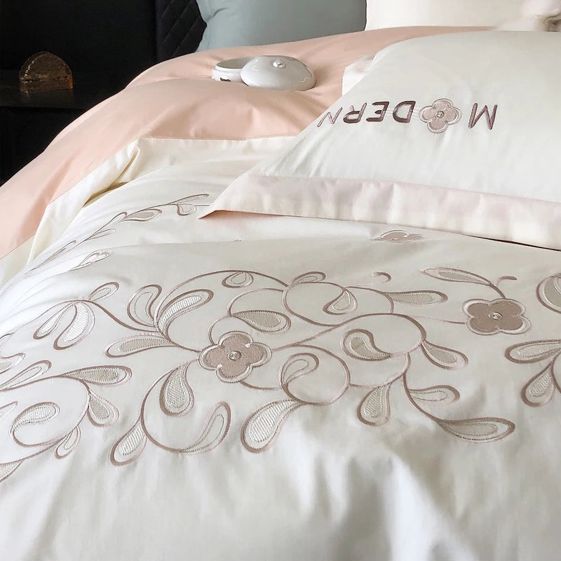 Long staple cotton bed linen set embroidered comforter bedding set spring Quilt double duvet cover set flat sheets & pillow case