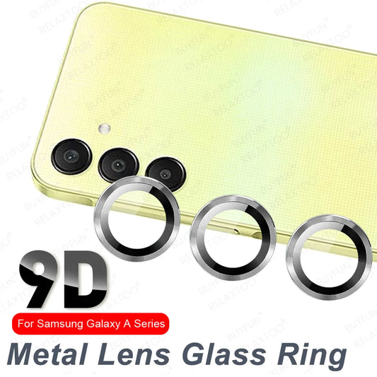 9D Metal Lens Glass Ring For Samsung Galaxy A25 A05 A05s A15 4G A35 A55 Rear Camera Protector Case Samung A13 A14 A24 A34 A54 5G