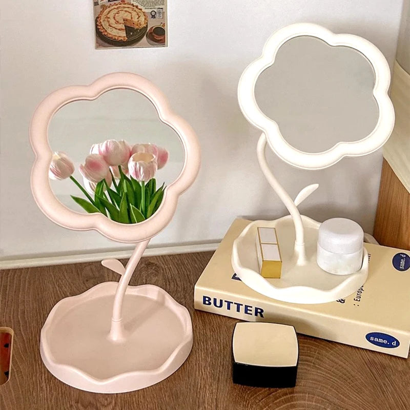 Flower Shaped Mirror Decorative Mirrors Makeup Mirror Multifunctional Jewelry Storage Room Tabletop Mirror Home Table Decor