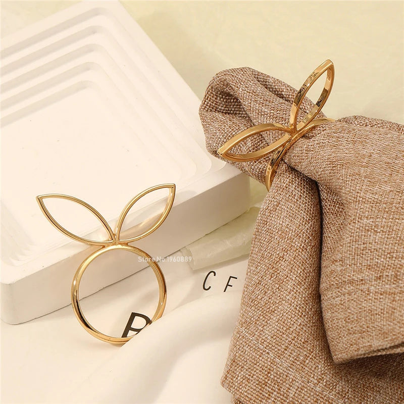 1/6Pcs Rabbit Ears Napkin Rings Bunny Head Napkin Holder Rings Buckles for Easter Holiday Wedding Party Dinning Table Decoration