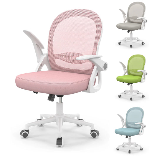 Home Office Chair Ergonomic Desk Chair Swivel Computer Chair Mid-Back Mesh Chair with Flip-up Armrests and Lumbar Support