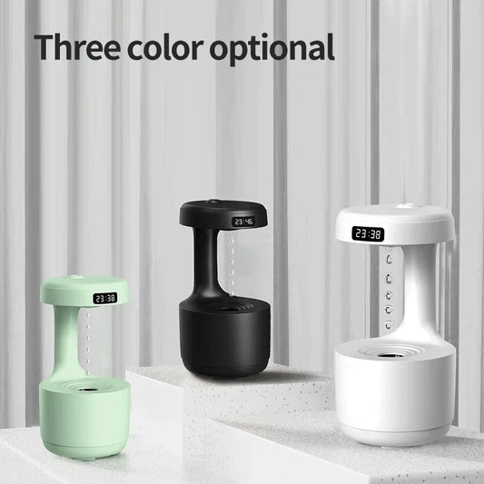 800ML Anti-gravity Air Humidifier Levitating Water Droplet Essential Oil Diffuser with Night Light LED Display Bedroom Sleeping