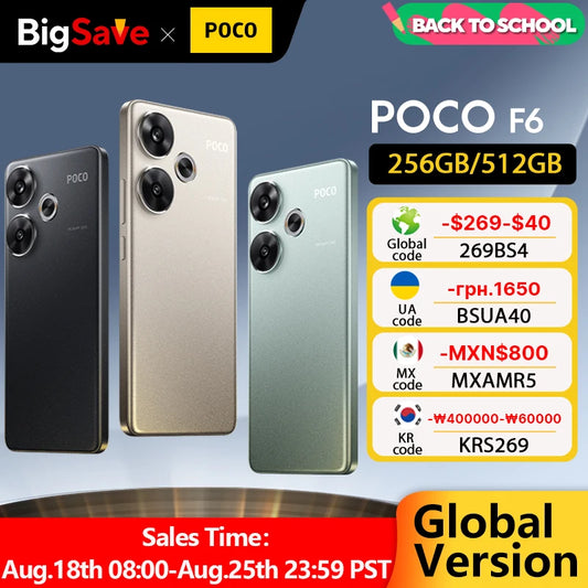 World Premiere POCO F6 Smartphone Global Version Snapdragon®8s Gen 3 NFC 120Hz Flow AMOLED 90W Turbo Charging 5000mAh Battery