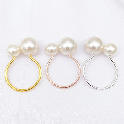 Dvinana 6/12/24Pcs Pearl Napkin Rings Gold Napkin Ring Holders for Wedding Party Formal or Casual Dinning Table Decor HWP23