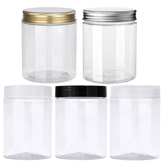 10Pcs 300ml Empty Plastic Jar Clear Wide Mouth Food Storage Jars For Candy Cookies Cosmetic Containers Face Cream Sample Pot