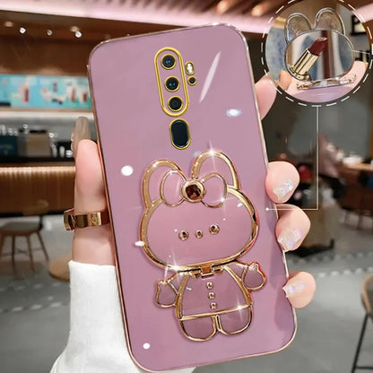 A 9 A 5 Makeup Mirror Cute Rabbit Phone Holder Case On For Oppo A9 A5 2020 A11x OppoA92020 Girl OppoA11X Woman Used Luxury Cover