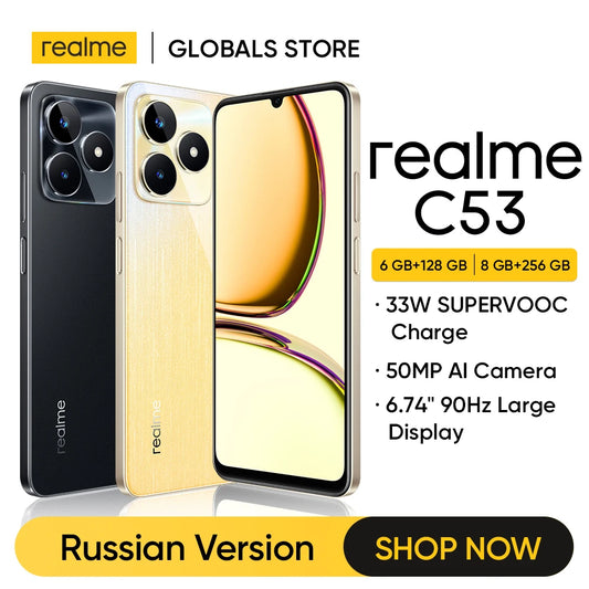 【Clearance sales】realme C53 6.74" 90Hz Display 33W SUPERVOOC Charge 50MP AI Camera 5000mAh Massive Battery 7.49mm Ultra Slim NFC