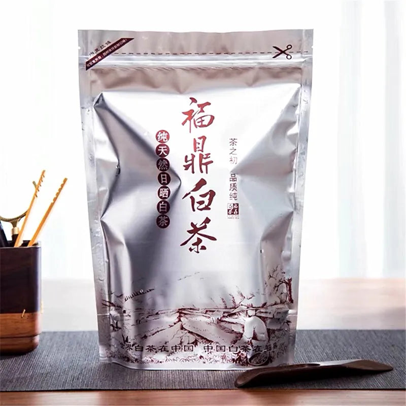 250g Chinese Fuding BaiHao YinZhen White Tea Set Zipper Bags Bulk ShouMei BaiCha Packing Gift Bag