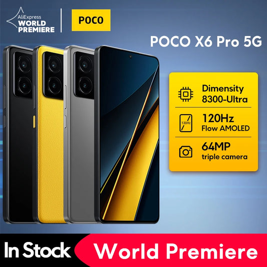 【World Premiere】POCO X6 Pro 5G Global Version Smartphone Dimensity 8300-Ultra 6.67" 1.5K Flow AMOLED DotDisplay 64MP 67W NFC