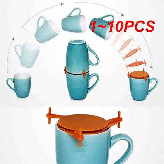 1~10PCS Coffee Mug Organizer Storage Stacker Kitchen Cabinet Stackable Shelf For Cups Gadget Color Expandable Shelf For Cups