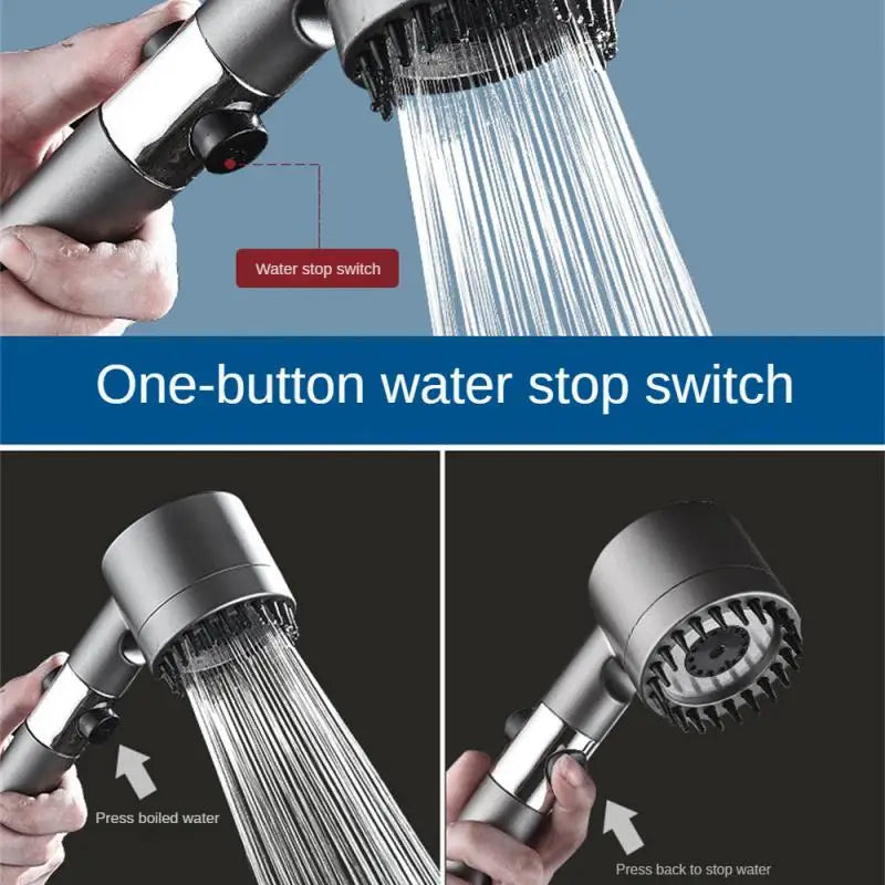 High Pressure Shower Head 3 Modes Adjustable Water Saving Shower One-Key Stop Water Massage Shower Head With Filter Element