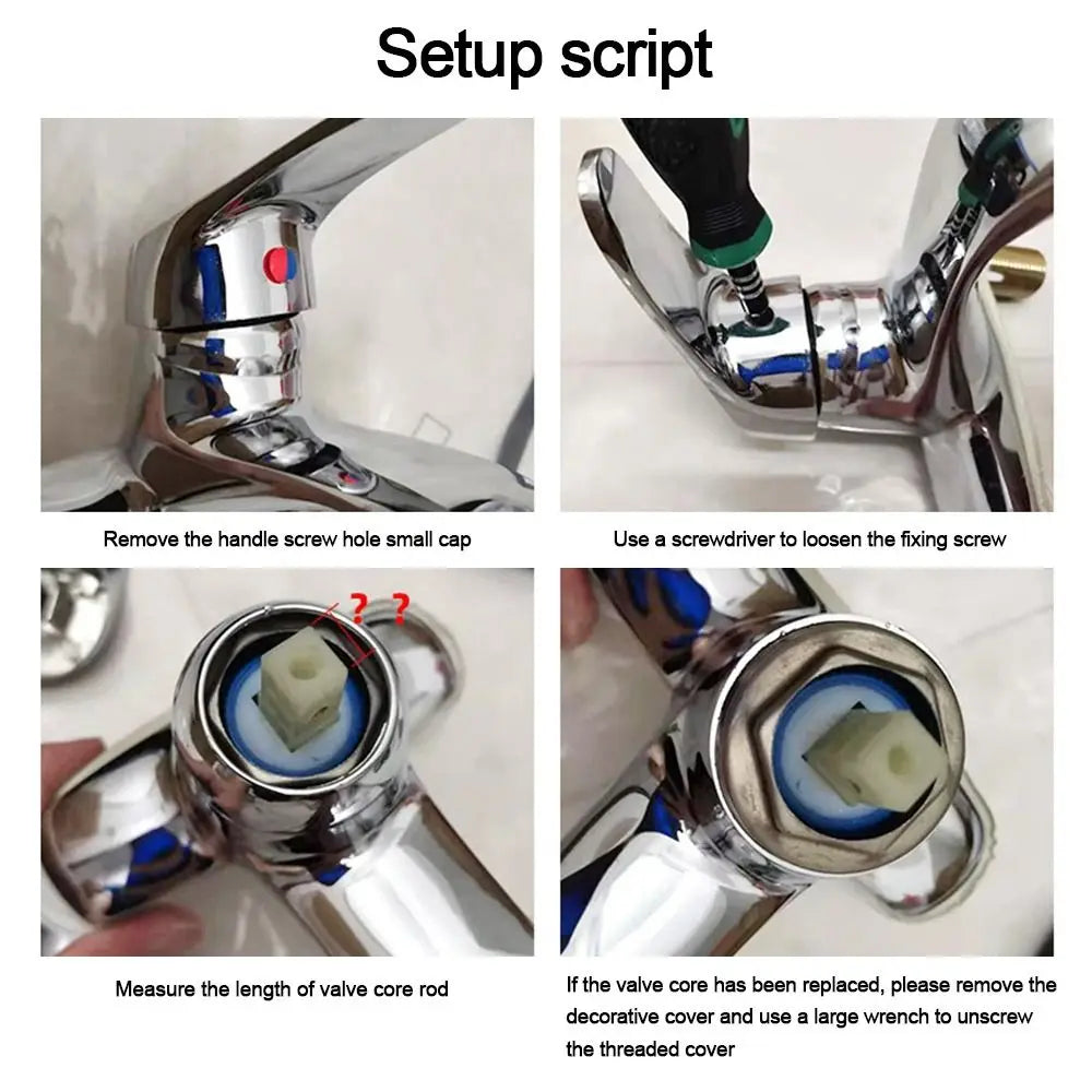 Bathroom Basin Replacement Faucet Handle Plated Taps Accessories for 35mm/40mm Cartridge Spool Faucet Single Metal Lever Handle