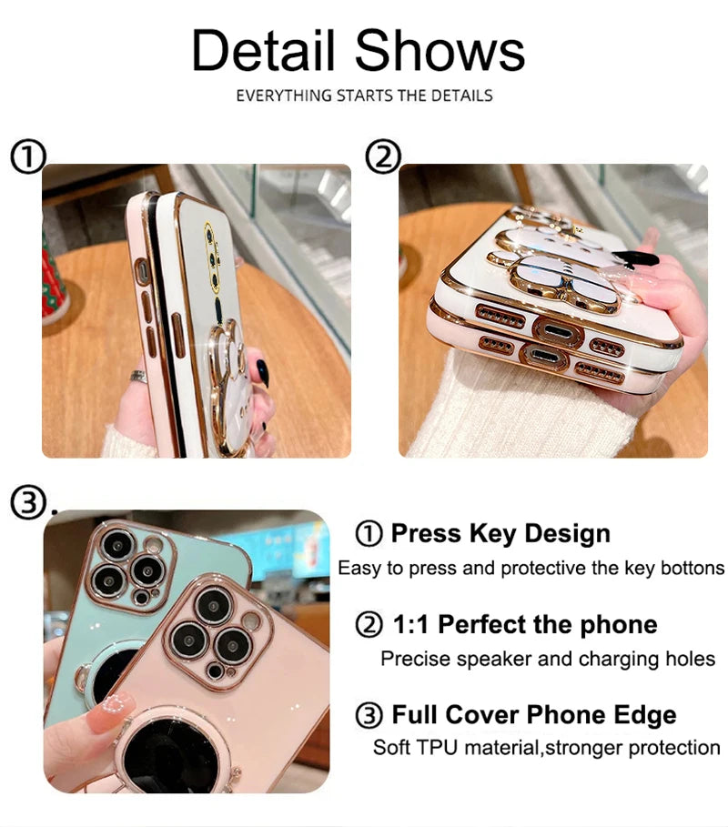 A 9 A 5 Makeup Mirror Cute Rabbit Phone Holder Case On For Oppo A9 A5 2020 A11x OppoA92020 Girl OppoA11X Woman Used Luxury Cover