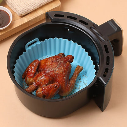 Silicone Air Fryers Oven Baking Tray Pizza Fried Chicken Airfryer Silicone Basket Reusable Airfryer Pan Liner Accessories