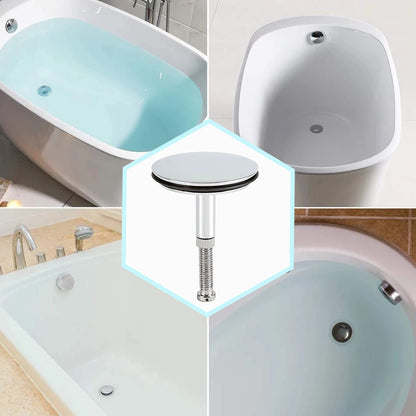 Silver 43mm Bathtub Drain Stopper Bathroom Bath Tub Sink Waste Pop-Up Plug Easy To Use and Install for Most Sinks Bath Tubs