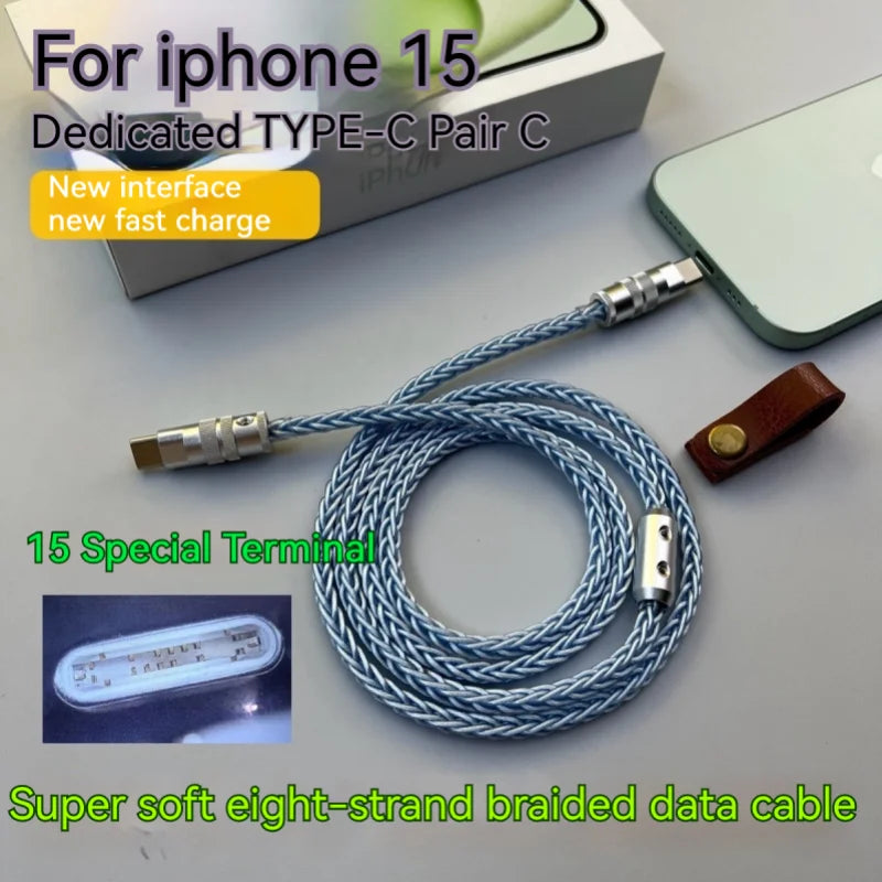 6A Usb C To Type-C for Iphone 15 Data Cable 60W Fast Charging Single Crystal Copper Eight Strand Braided Wire for Huawei Xiaomi