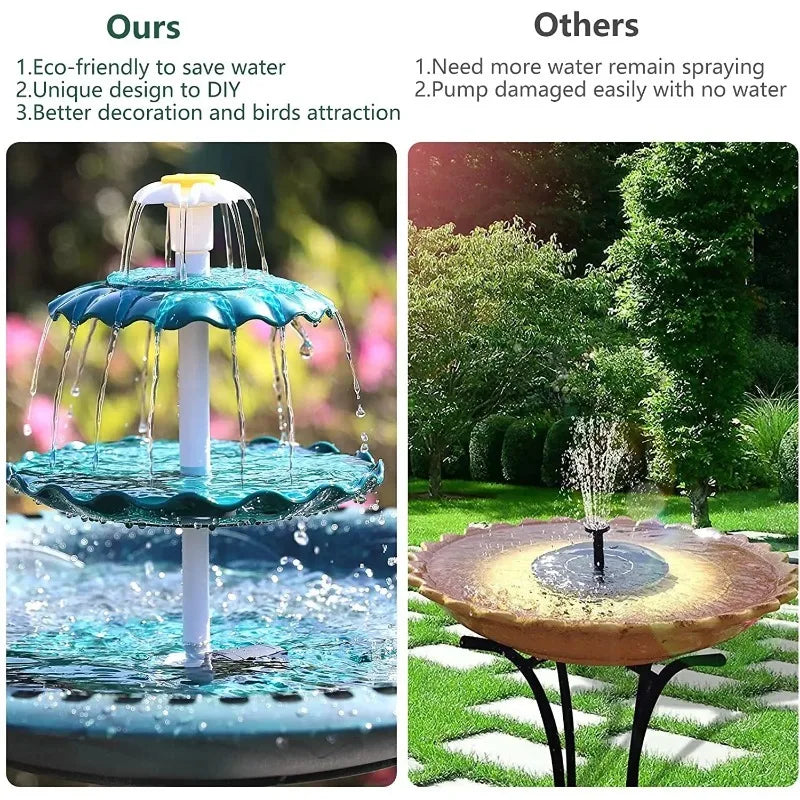 Three Layer Flowing Solar Fountain with 3.5W Solar Water Pump and Detachable DIY Bird Bath Garden Fountain in Three Colors