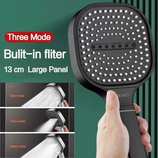 3 Modes 13CM Large Panel Shower Head High Pressure Water Massage Showerhead With Filter Shower Mixer Bathroom Accessories