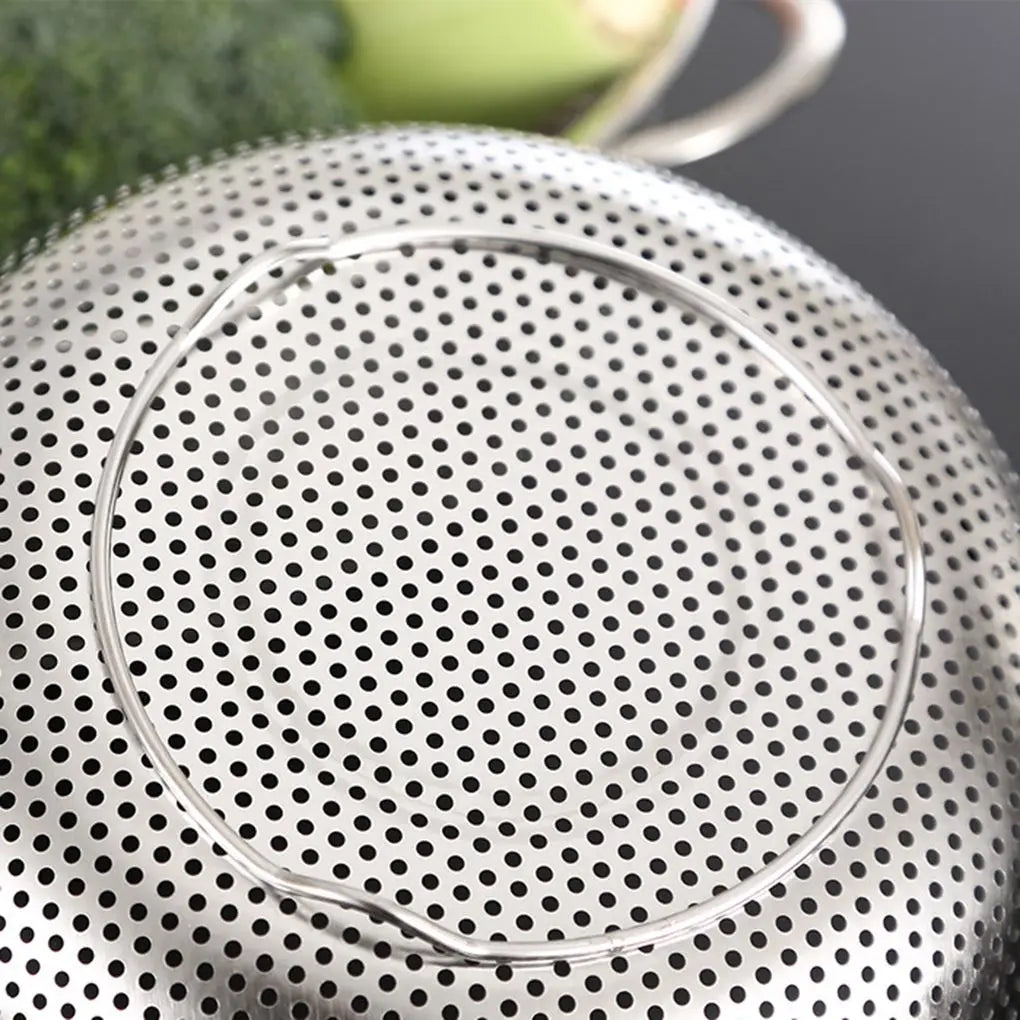 All Purpose Stainless Steel Fine Mesh Strainer Net Baskets with Handles Resting Base Colander Set Kitchen Supplies