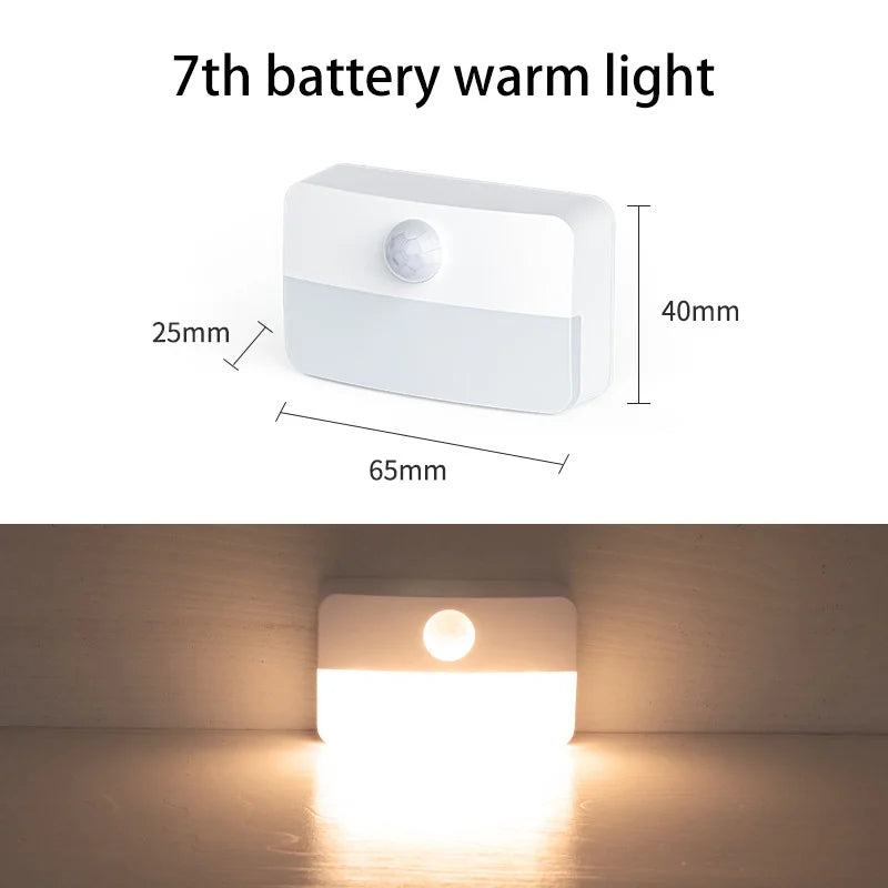 Motion Sensor Light Indoor LED Night Light Stick On Nightlight Battery Operated Lights For Hallway Stair Bathroom Closet Bedroom