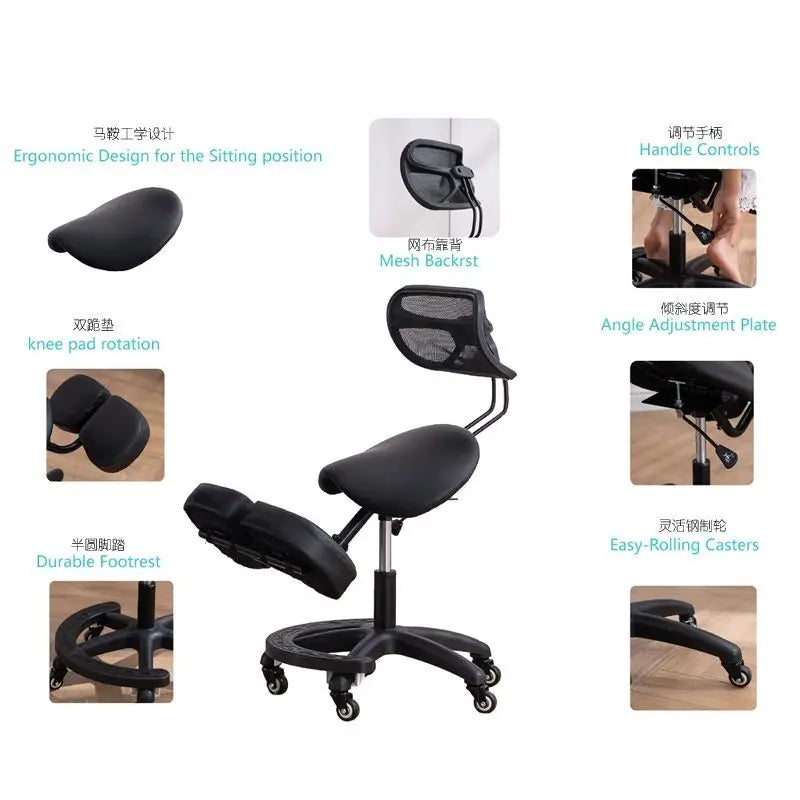 Ergonomic Kneeling Chair Stool Home Office Chair Improve Body Sitting Posture Knee Computer Chairs Seat W/ Wheels Student Adult